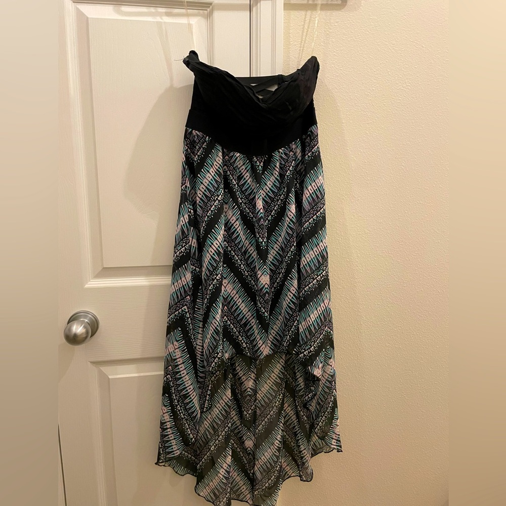 Hi-Low Cross Back Strapless Summer Dress